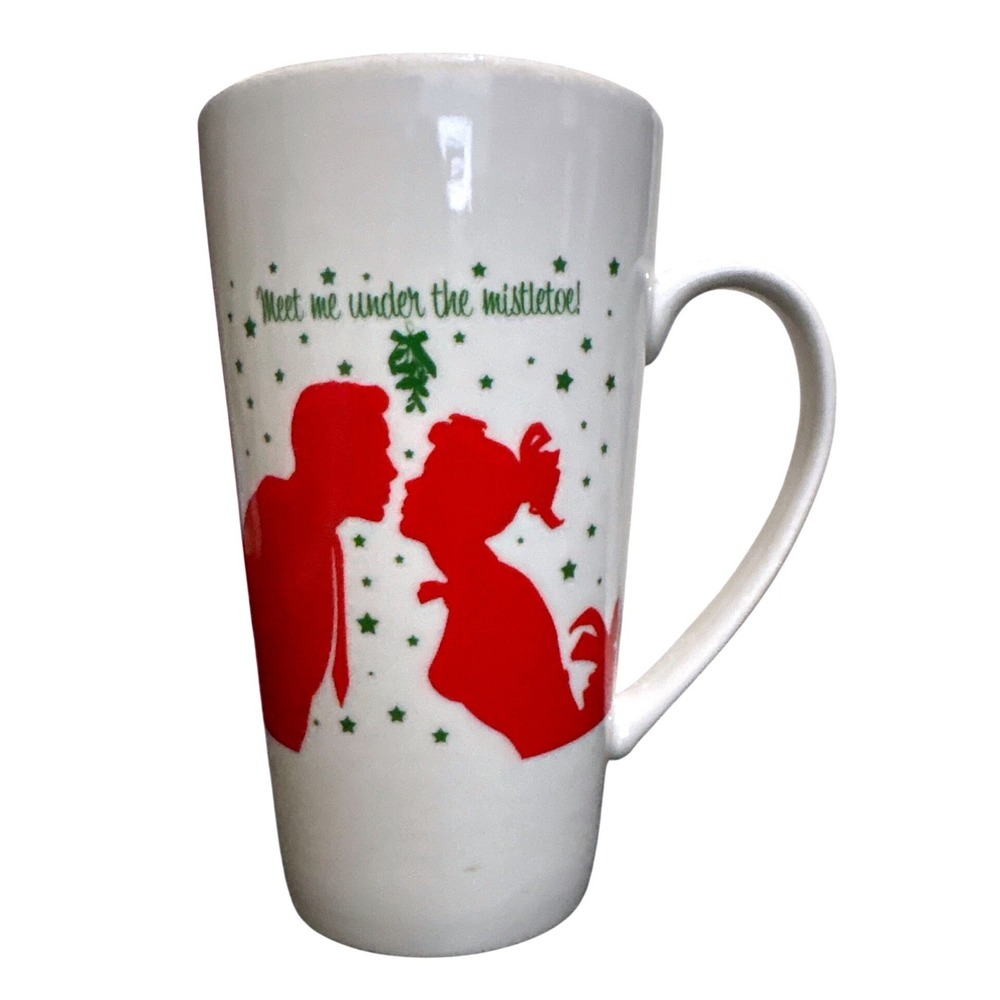 Christmas Mistletoe Kiss Mug Tall Latte Coffee Cup Holiday Romance Love